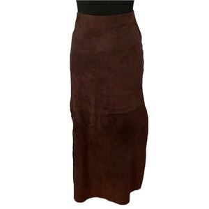 Theory brown suede maxi skirt